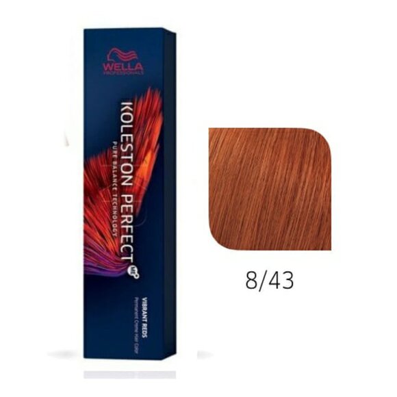 Light Blonde/Red Gold 8/43 Wella Koleston Perfect Permanent Creme Gel Hair Color - Picture 1 of 1